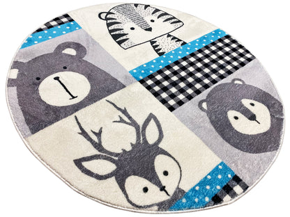 Runder Kinderteppich Tiere, 100 cm