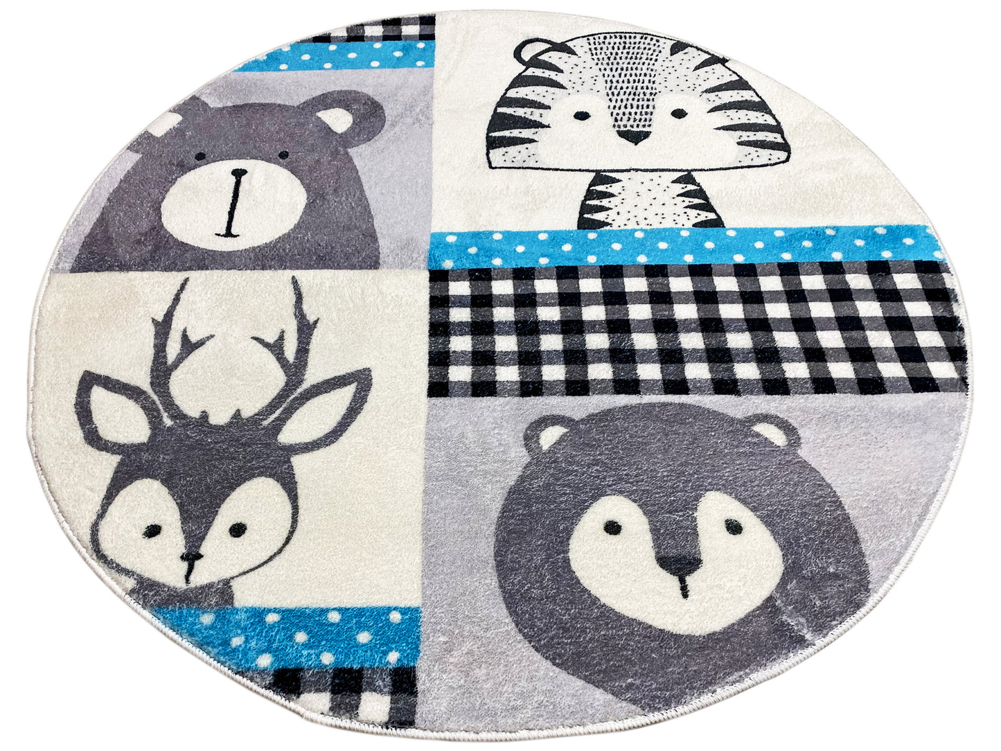 Runder Kinderteppich Tiere, 100 cm
