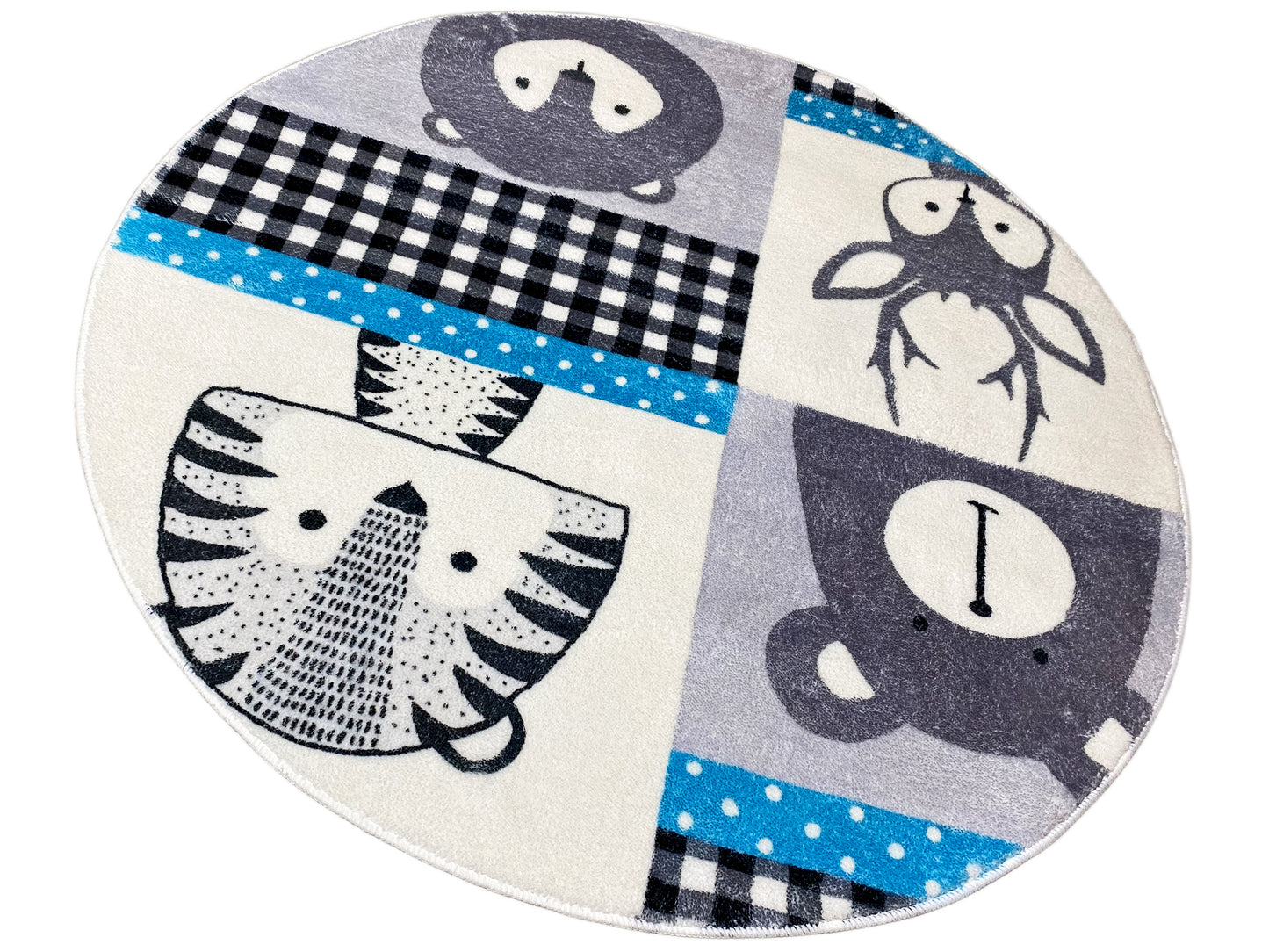 Runder Kinderteppich Tiere, 100 cm
