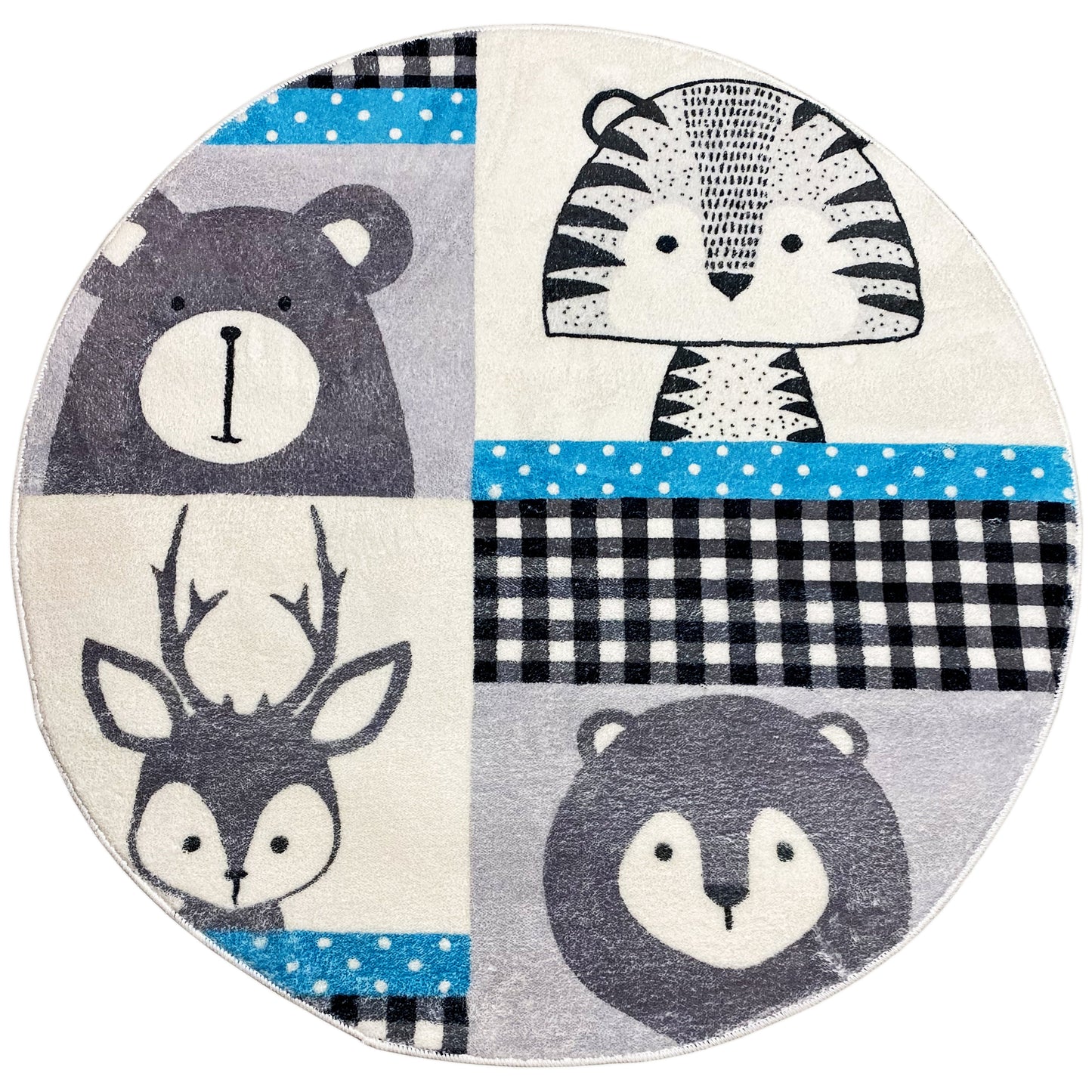 Runder Kinderteppich Tiere, 100 cm
