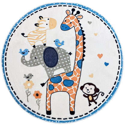 Runder Kinderteppich Tiere, 100 cm