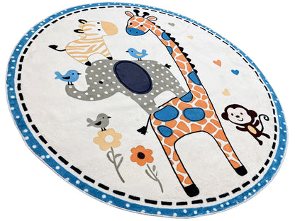 Runder Kinderteppich Tiere, 120 cm