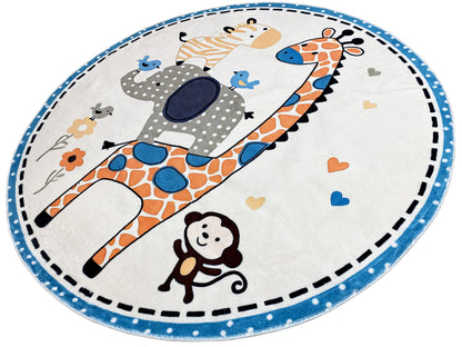 Runder Kinderteppich Tiere, 120 cm