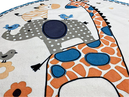 Runder Kinderteppich Tiere, 120 cm