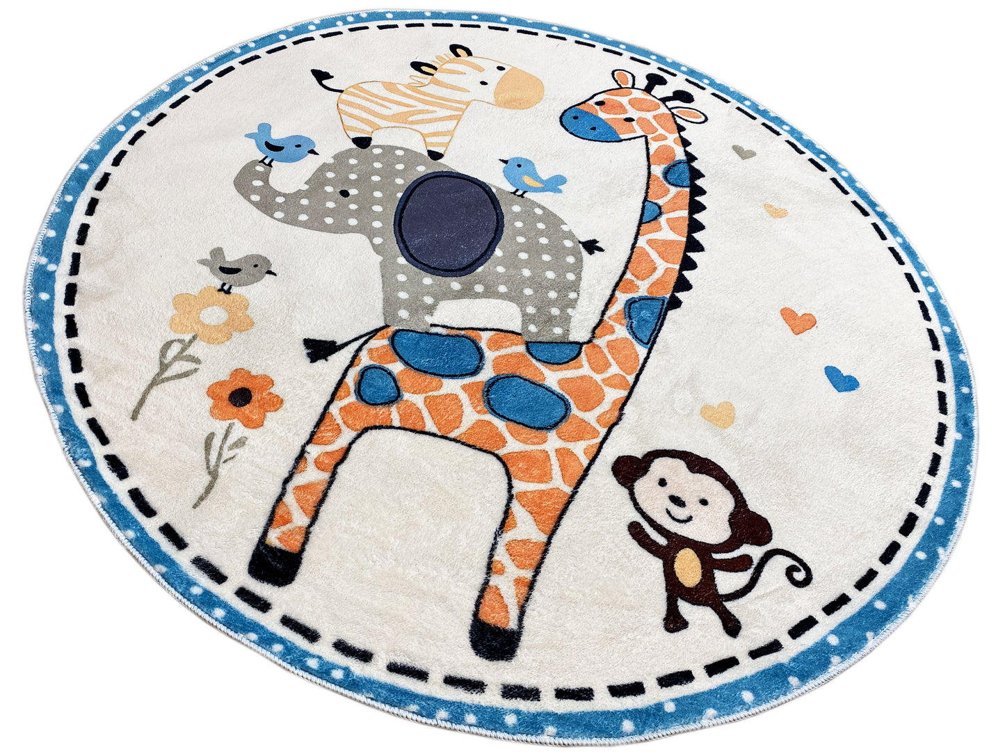 Runder Kinderteppich Tiere, 160 cm