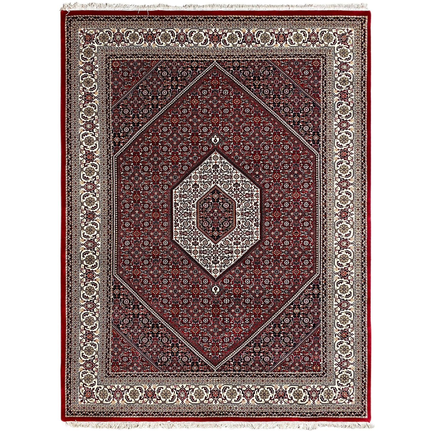 Handgeknüpfter Bidjar Teppich aus Wolle rot creme 244x173 cm