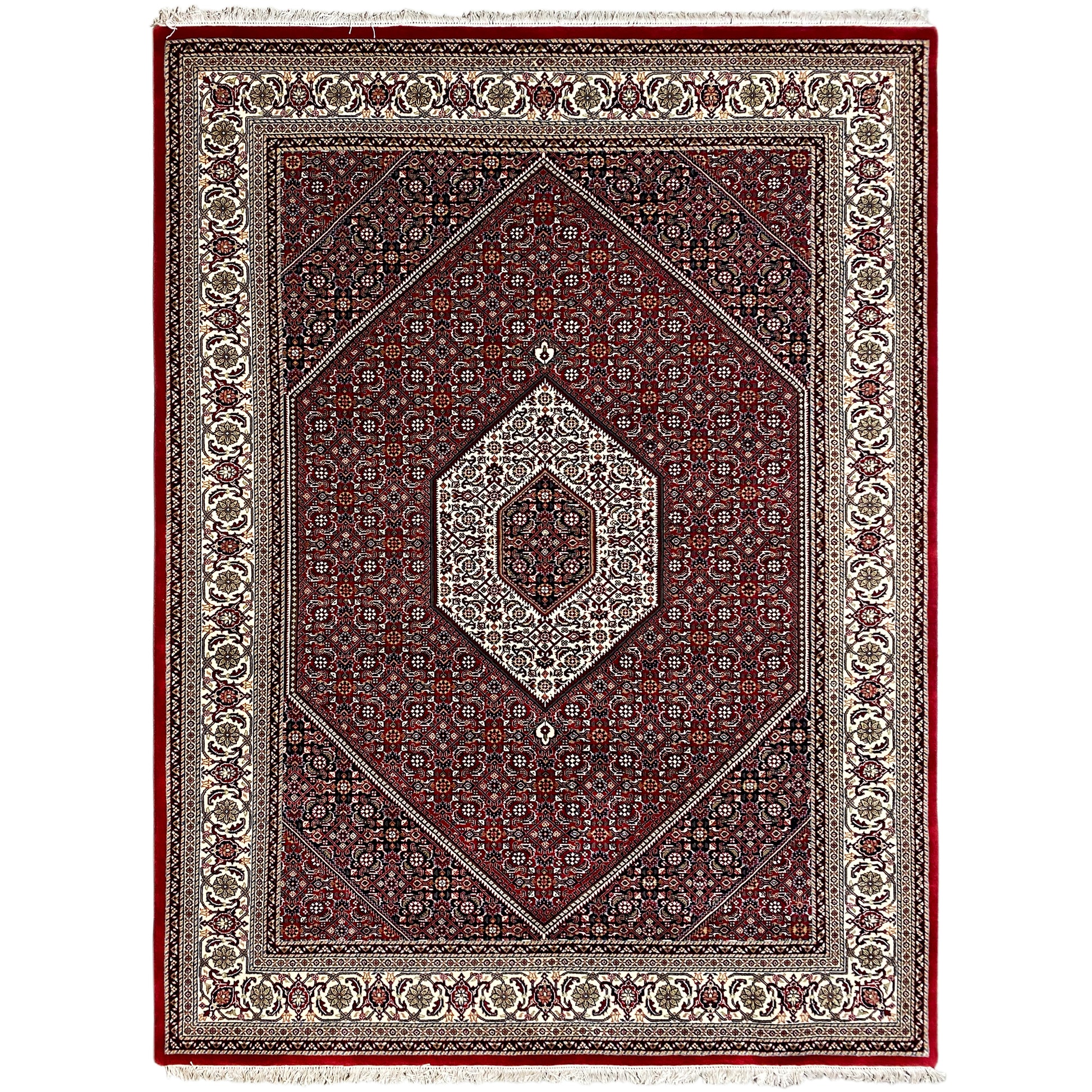 Handgeknüpfter Bidjar Teppich aus Wolle rot creme 244x173 cm