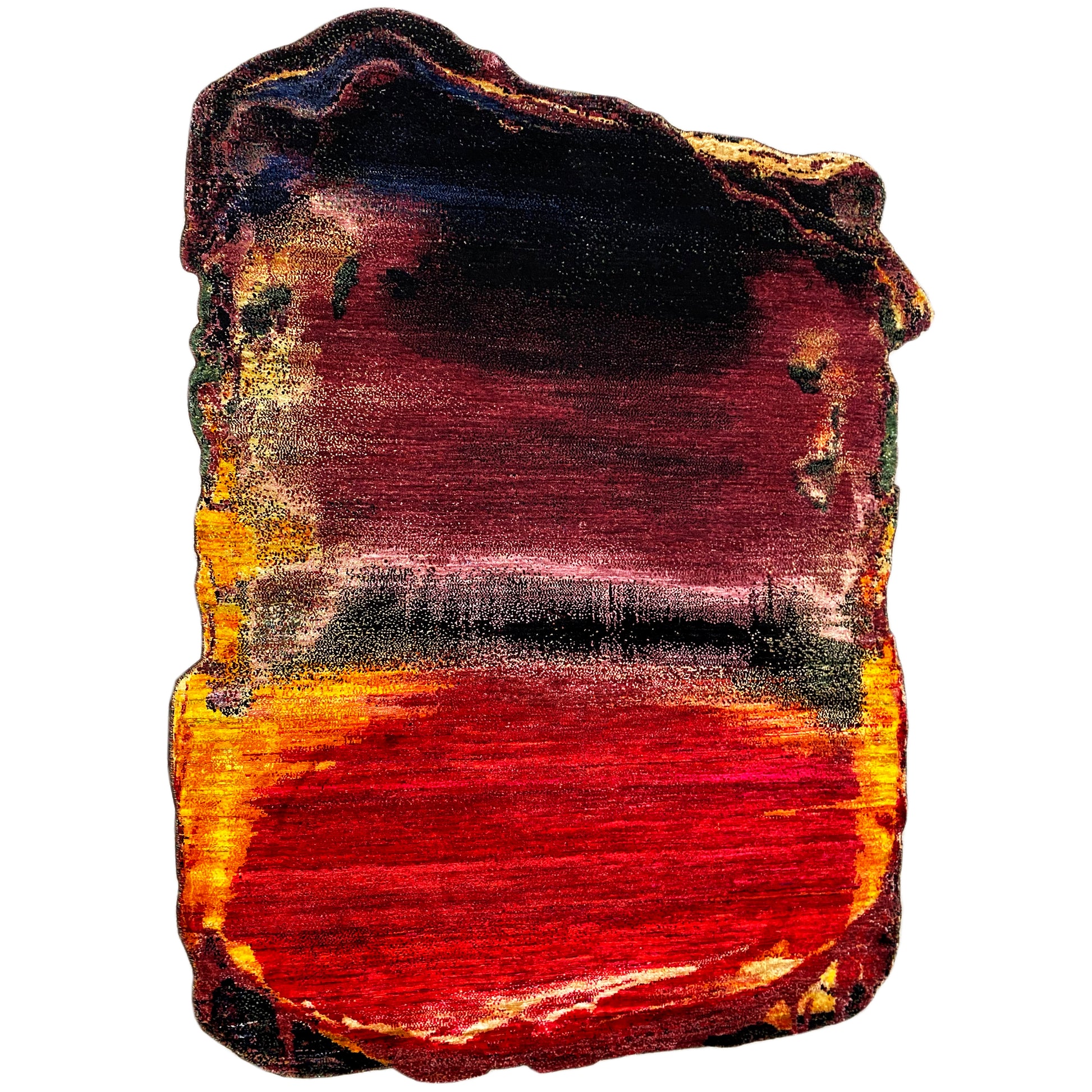 Handgeknüpfter Designer Teppich in Rot mit abstraktem Muster