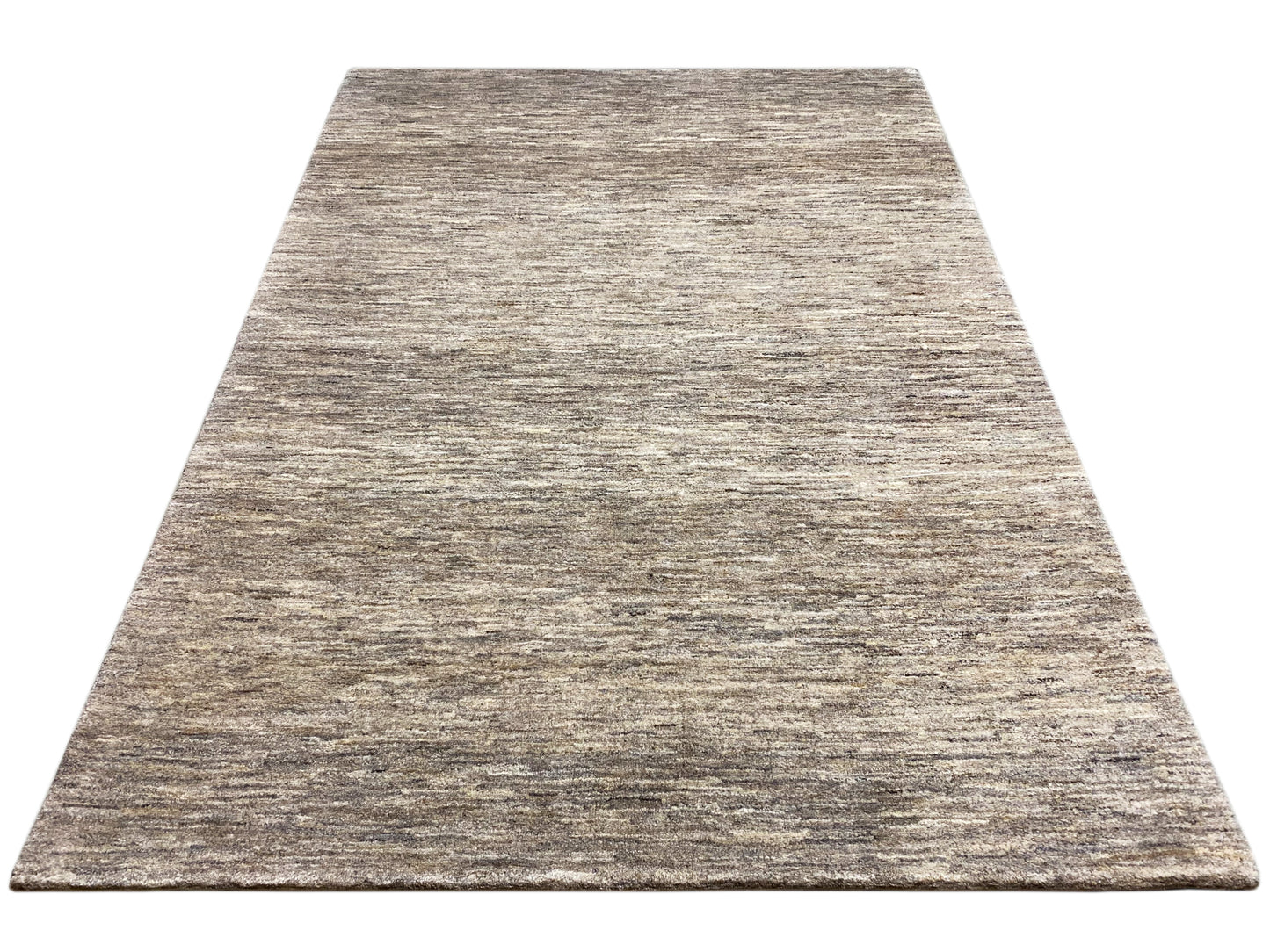 Beiger Gabbeh Wollteppich mit dezent meliertem Uni Muster