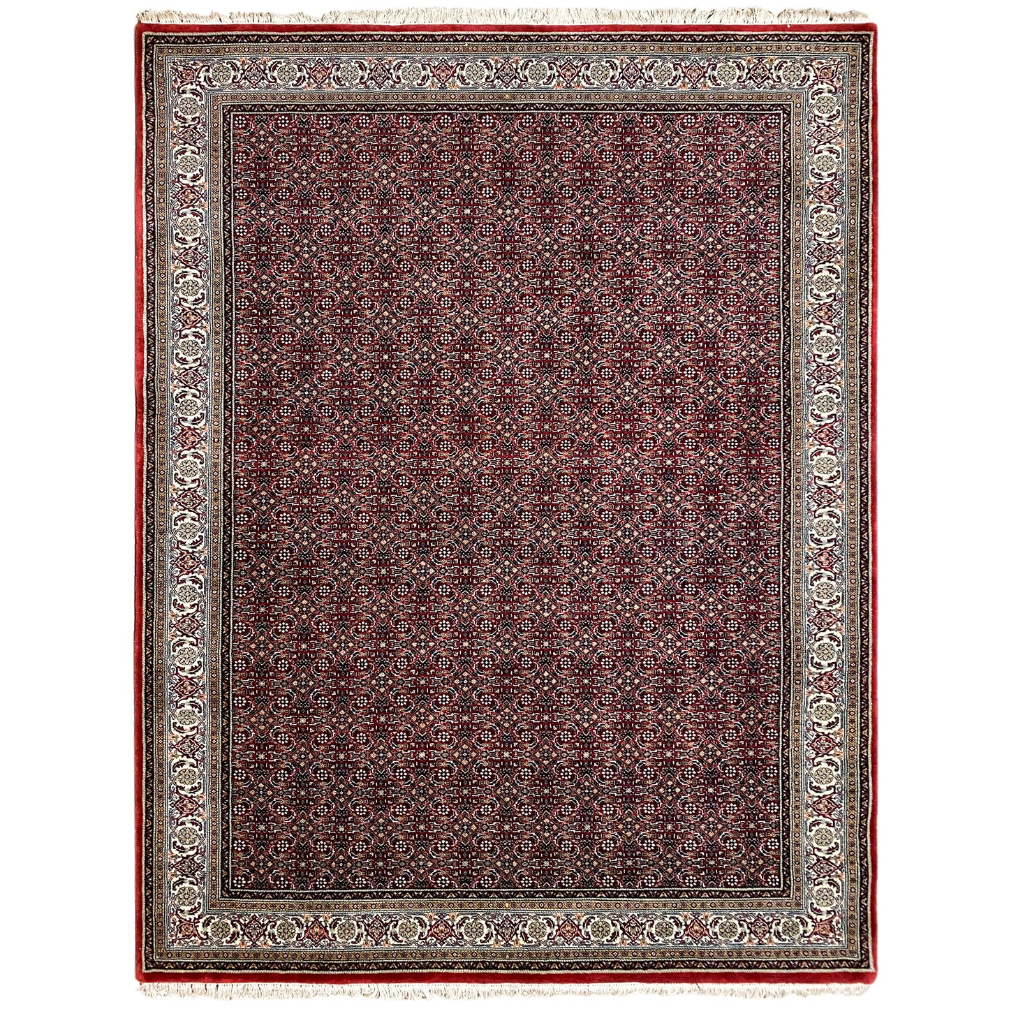 Roter Teppich im Perser-Stil 244x177 cm mit feinem geometrischem Muster