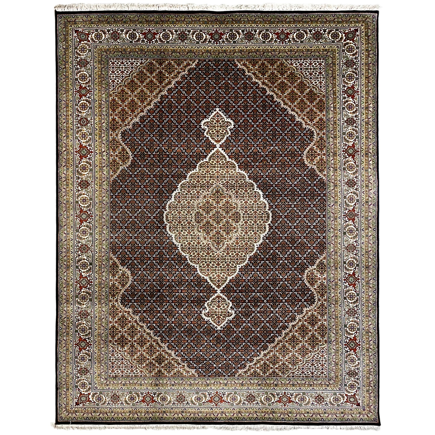 Fein geknüpfter Indo Tabriz Teppich mit orientalischer Ornamentik