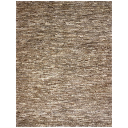 Brauner Gabbeh Wollteppich mit dezent meliertem Uni Muster