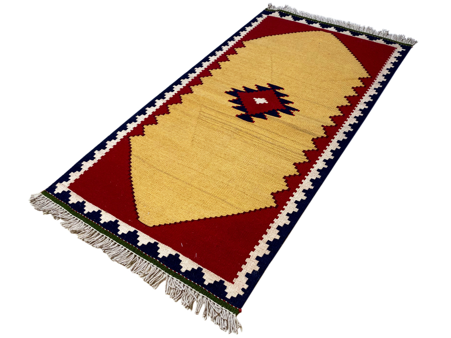 Traditioneller Qashqai Kelim Teppich 111x61 cm aus 100% Naturwolle