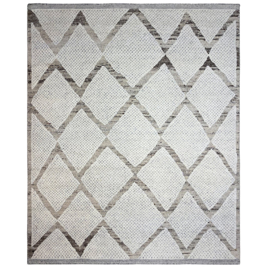 Handgeknüpfter Berber Wollteppich in Beige und Grau mit Rautenmuster