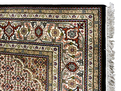 Luxury Indo Tabriz rug brown base timeless Persian style