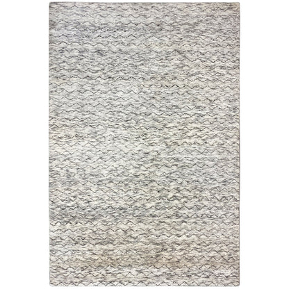 Handgeknüpfter Berber Wollteppich in Grau und Creme mit dezentem Linienmuster