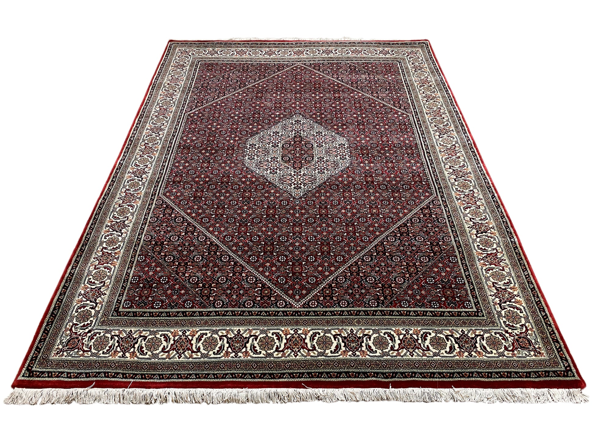 Hochwertiger Perser Bidjar Teppich handgeknüpft aus Wolle in Rot-Creme