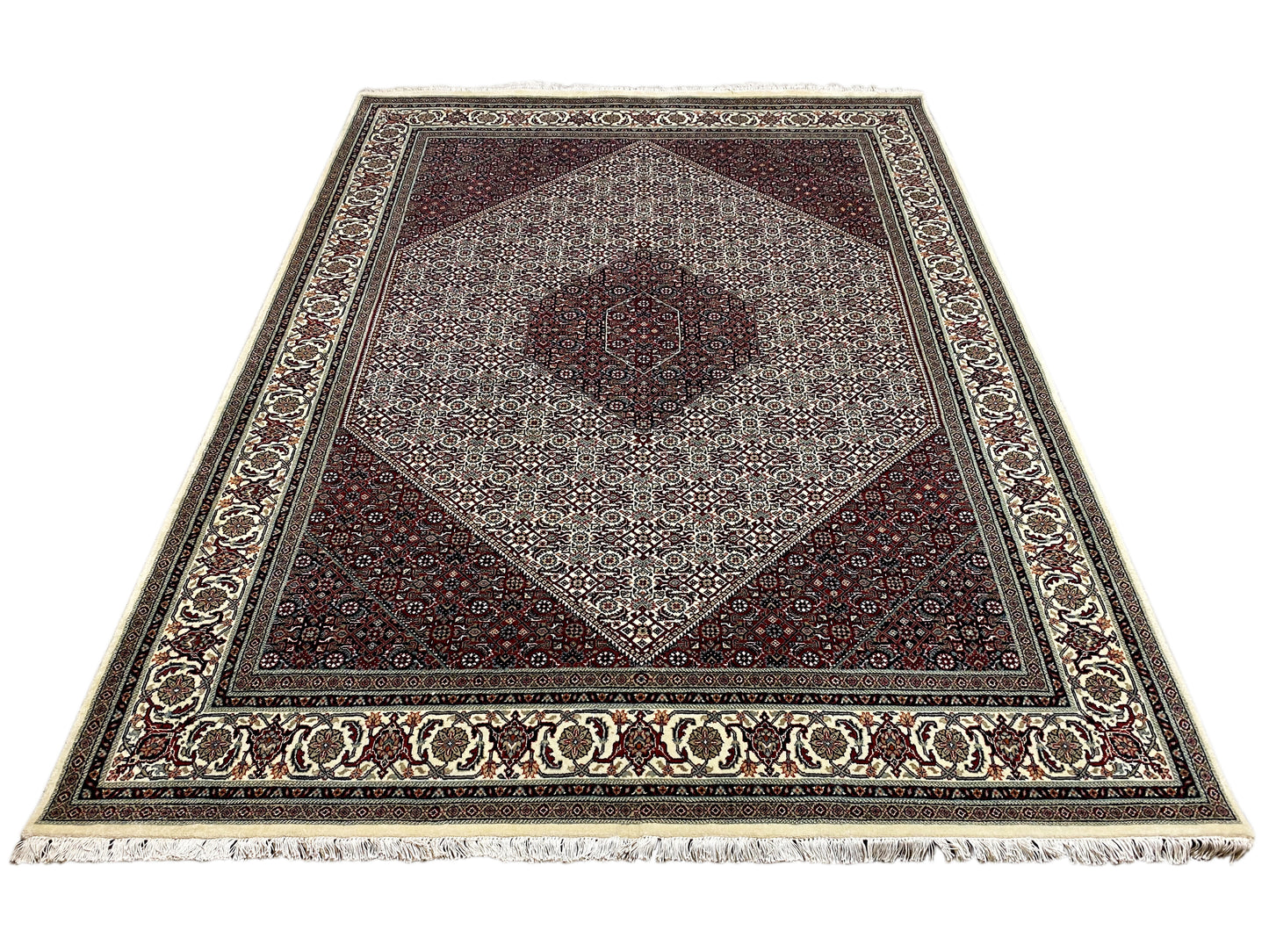 Orientalischer Wollteppich Bidjar handgeknüpft, detailreiche Ornamente