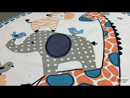 Runder Kinderteppich Tiere, 120 cm