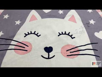 Runder Kinderteppich Katze, 120 cm