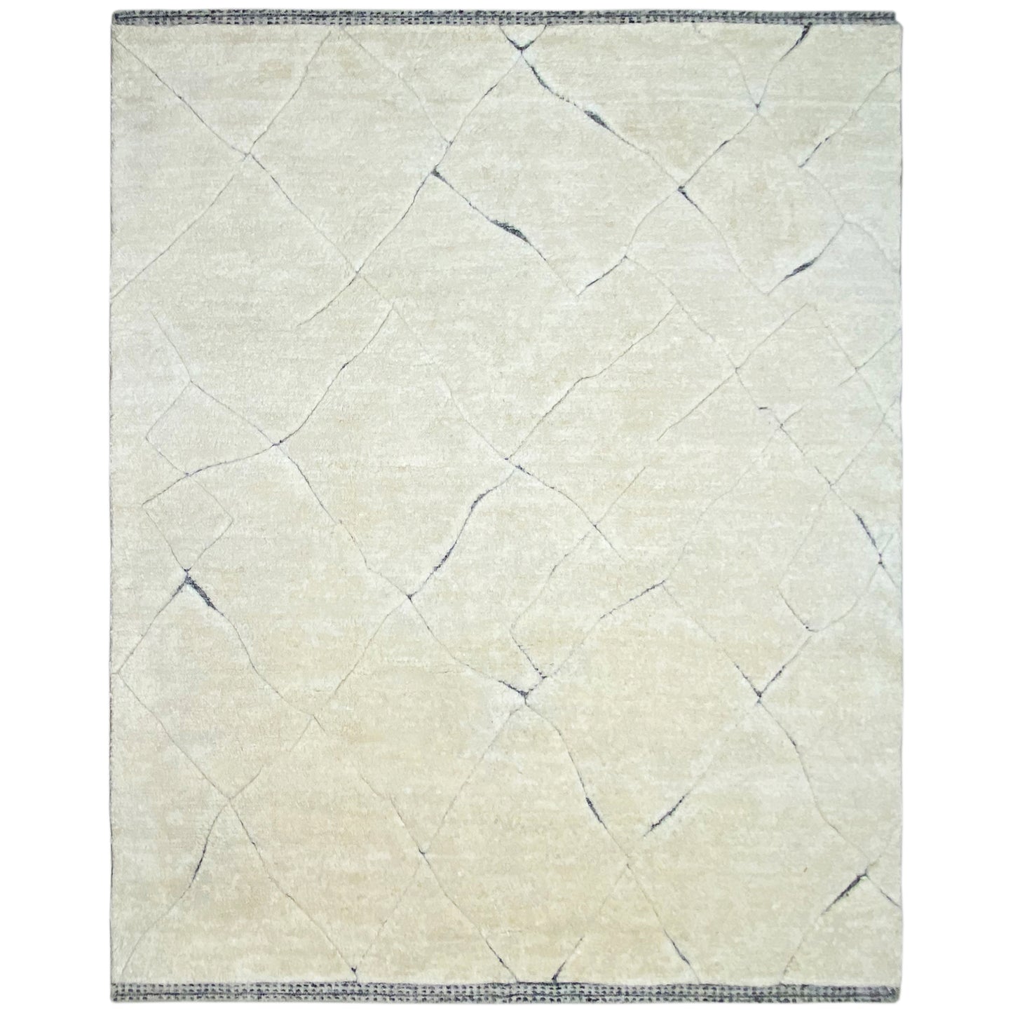 Handgeknüpfter Berber Wollteppich in Elfenbein mit dezentem Linienmuster