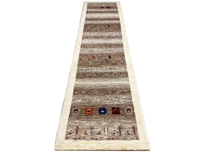 Gabbeh Läufer Teppich 352x78 cm pflanzengefärbte Naturwolle