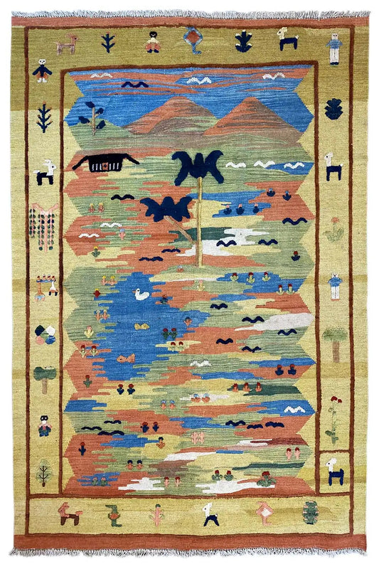  Kilim Qashqai  - 800595 (198x146 cm) - Premium Kelim from German Carpet Shop - Just €430! Shop now at German Carpet Shop